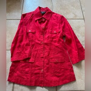 Tracy M Vibrant Red linen Utility Jacket